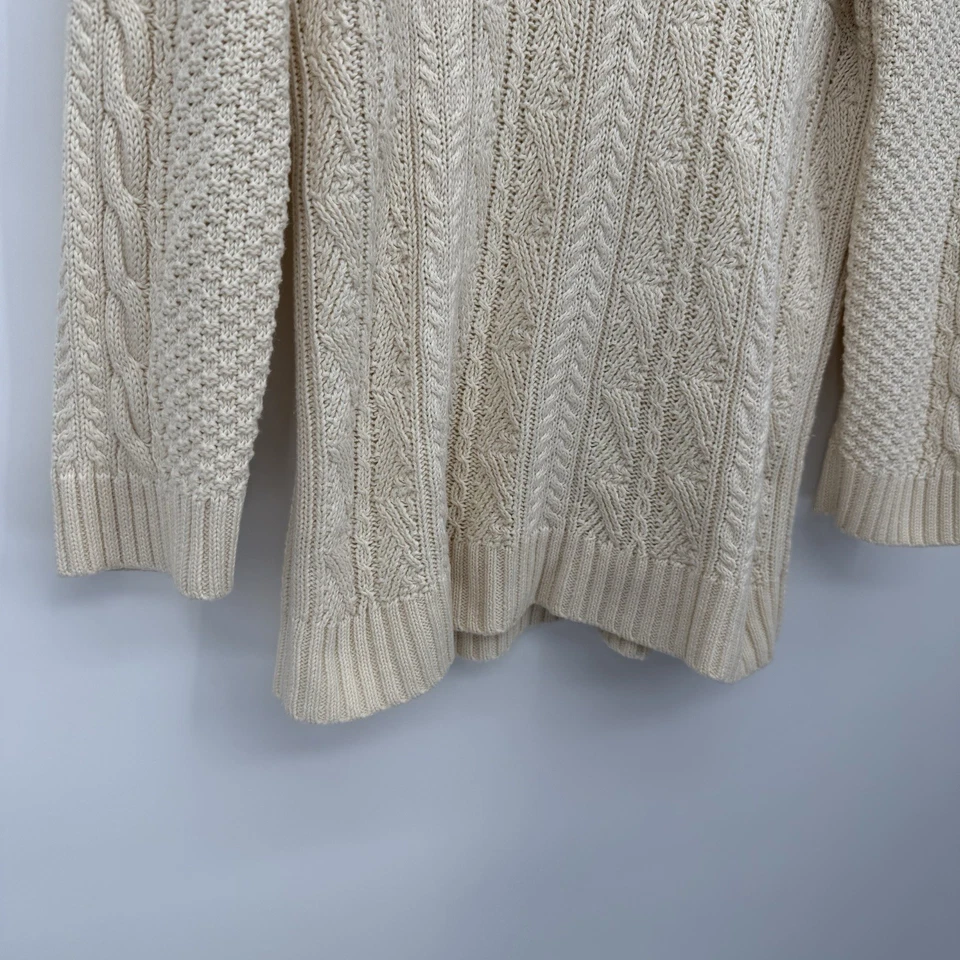 Suéter Lauren Ralph Lauren Crema Tejido con Cable Lino y Algodón Talla Grande Foto 3 de 4