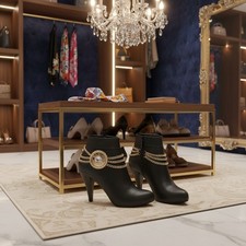 Women Gold Metal Chain Western Boot Bracelet Shoe Anklet Fashion Round Charm SET