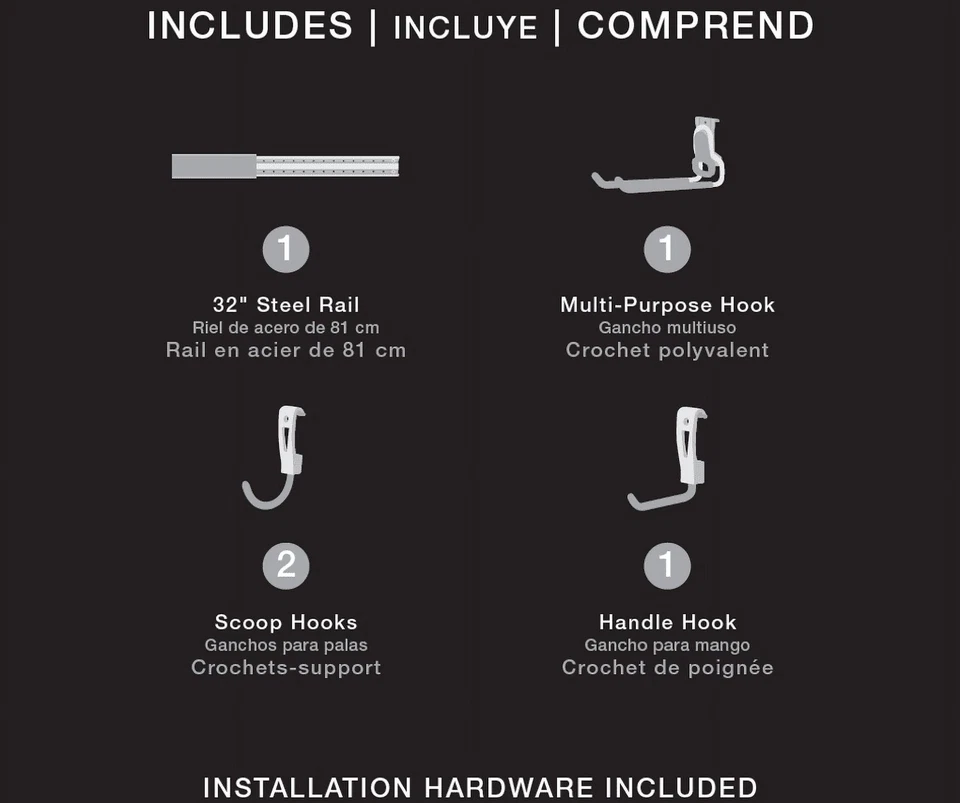 Kit de inicio Rubbermaid Garage FastTrack de 5 piezas, negro/gris Foto 2 de 4