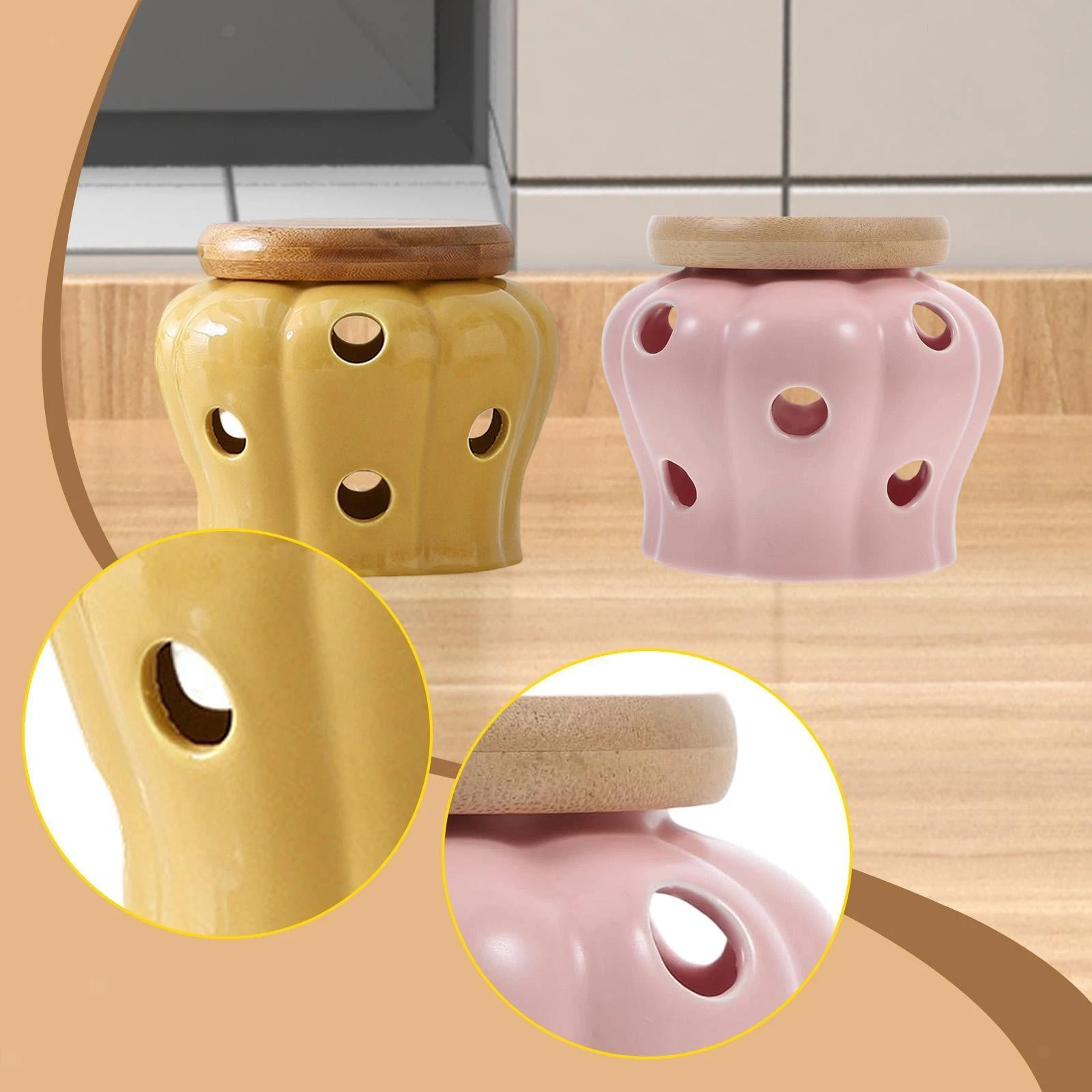 Garlic Keeper Creative Cellar Pot Multipurpose Round Ventilation Ceramic Jar