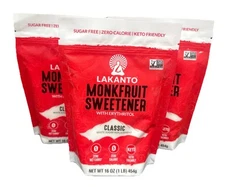 (3) 1# Lakanto Classic Monk Fruit Sweetener w Erythritol White Sugar Substitute