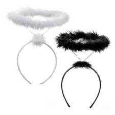 Black White Angel Halo Headbands Feather Halo Costume Headpieces Adult