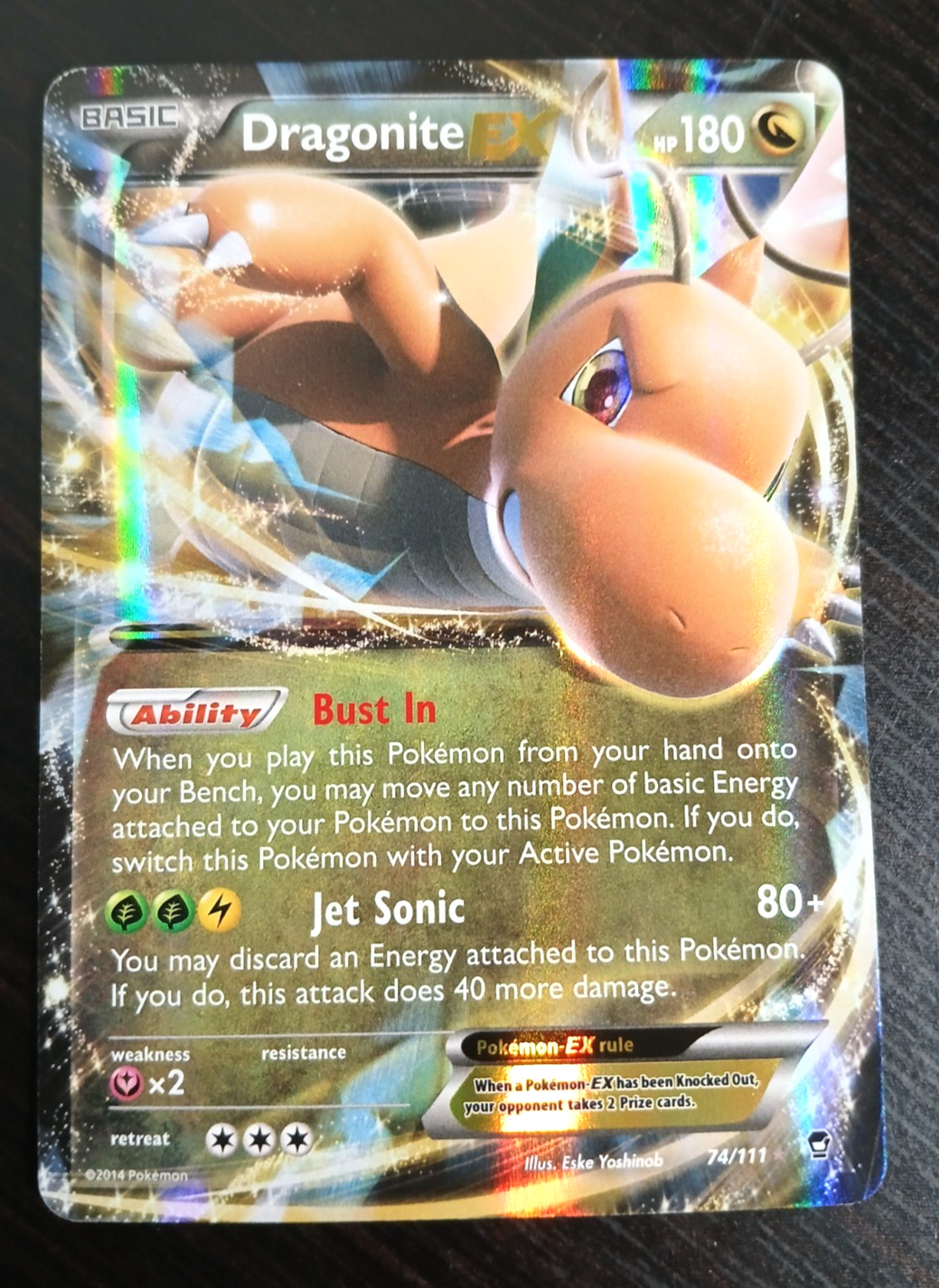 2014 Pokemon XY Furious Fists Dragonite EX Rare Holo EX 74/111
