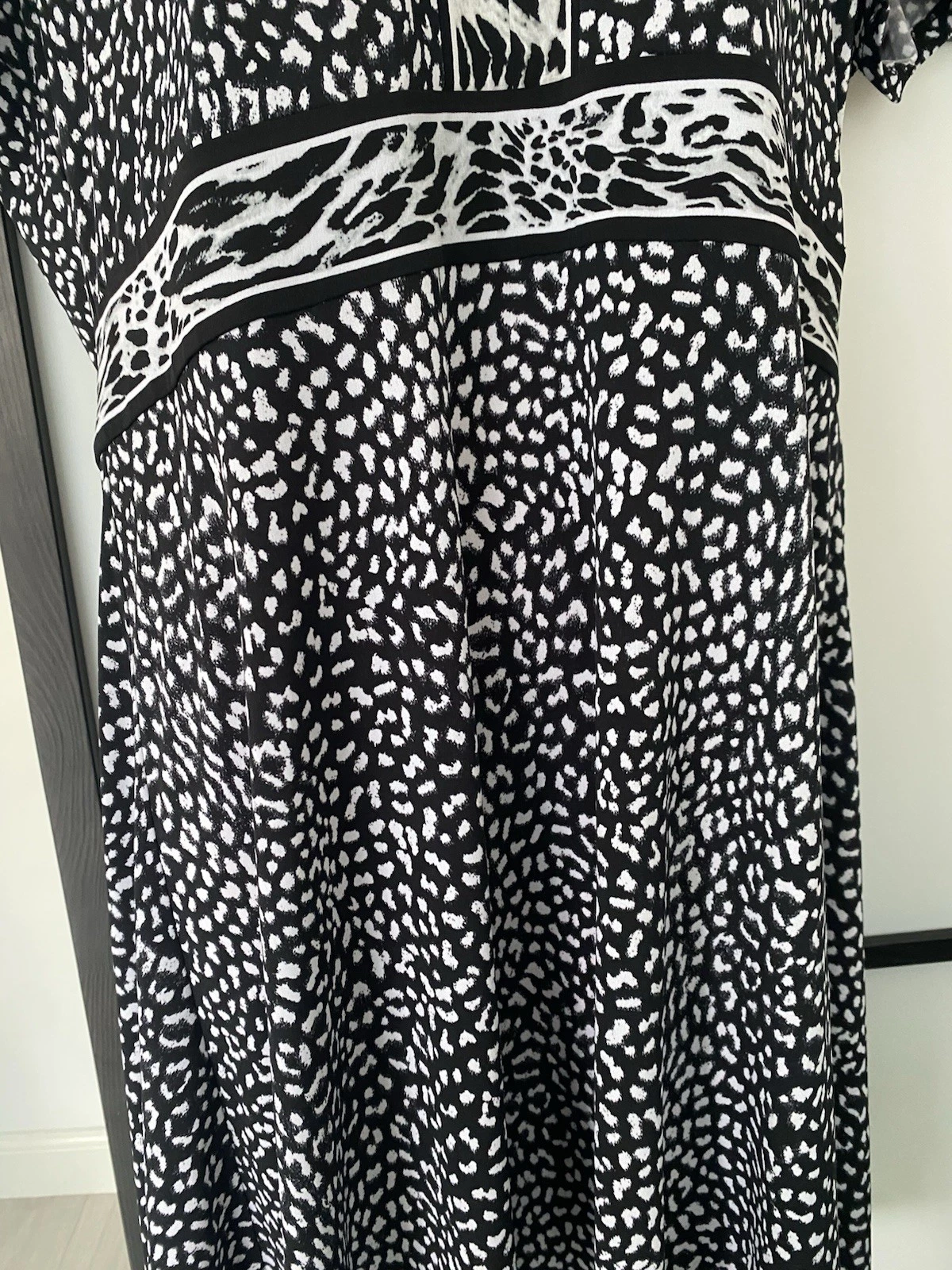 Abito Michael Kors nero bianco stampa leopardata linea A taglia XL