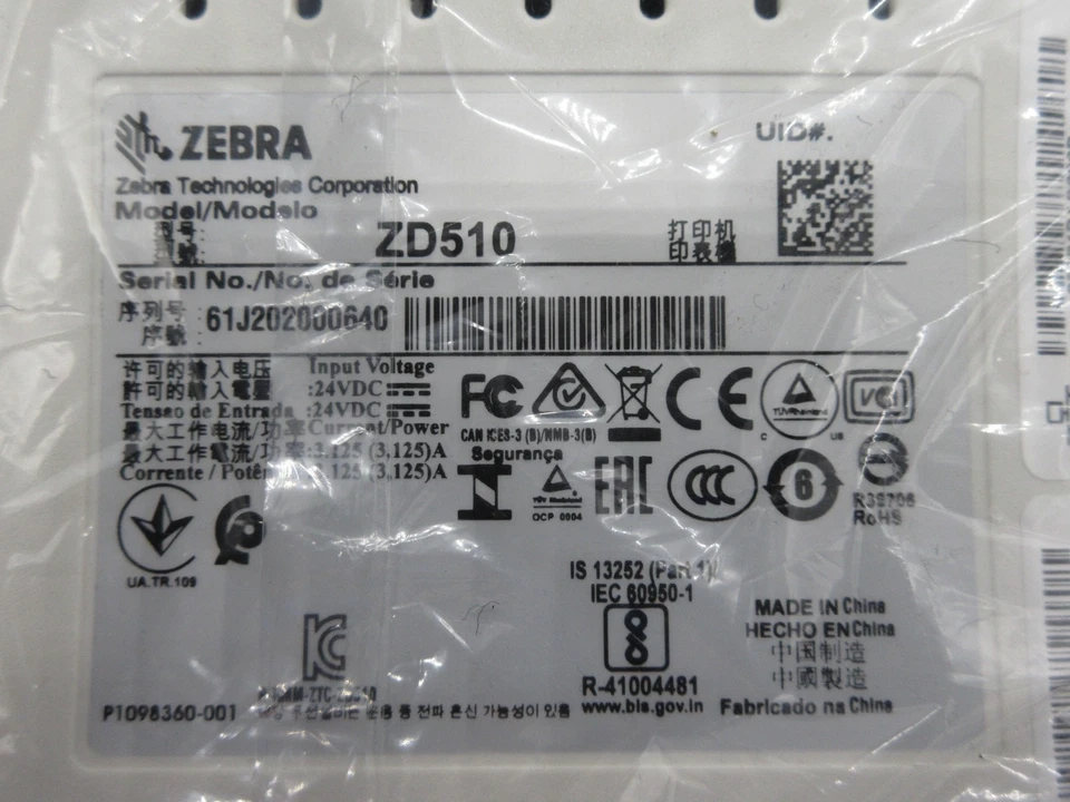 Zebra (ZD51013-D01E00FZ) ZD510-HC 300dpi Wristband Barcode Printer - Image 2 of 4