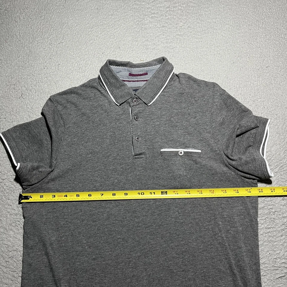 Camisa Polo Ted Baker Para Hombre Talla 4 Gris Algodón Modal Manga Corta Bolsillo Londres Foto 4 de 4