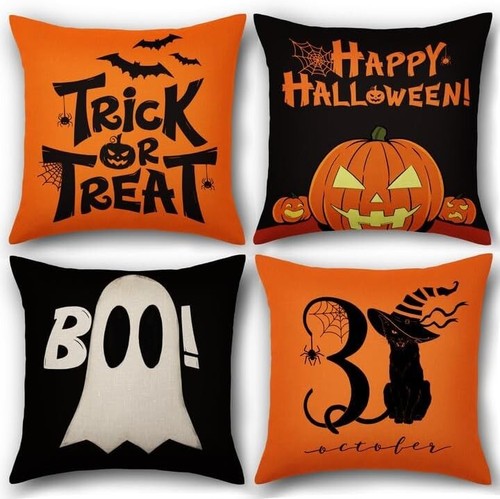Halloween Pillow Covers 18x18 Set of 4 Throw Pillow Cases for Sofa Couch Décor - Picture 8 of 8
