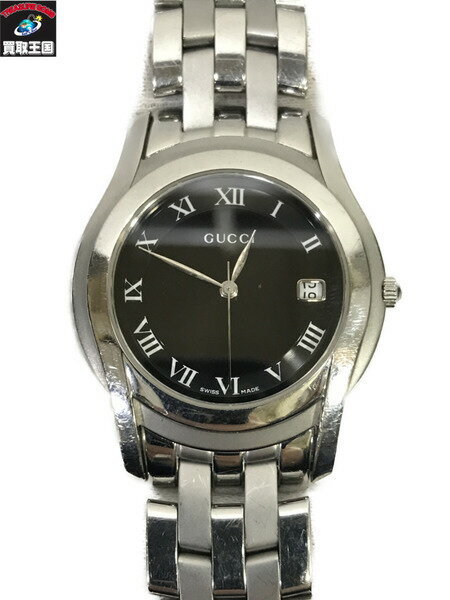 GUCCI 5500M Quartz Analog Watch Black Dial Silver Bezel Band GUCCI 5500M Quartz Analog Watch Black Dial Silver Bezel Band