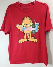Garfield Cartoon TShirt Size XL 14-16 TV Show Comic Tee Red NEW