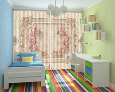 Noble Pink Garland 3D Curtain Blockout Photo Print Curtains Drape Fabric Window