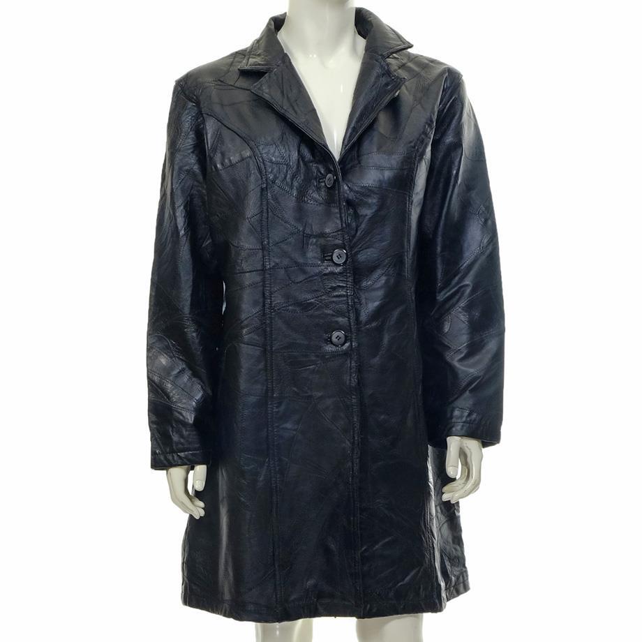 ジャケット・アウター vintage leather trench coat Vintage NEW Leather Jacket Coat Sz. XXL Trench Patchwork Leather