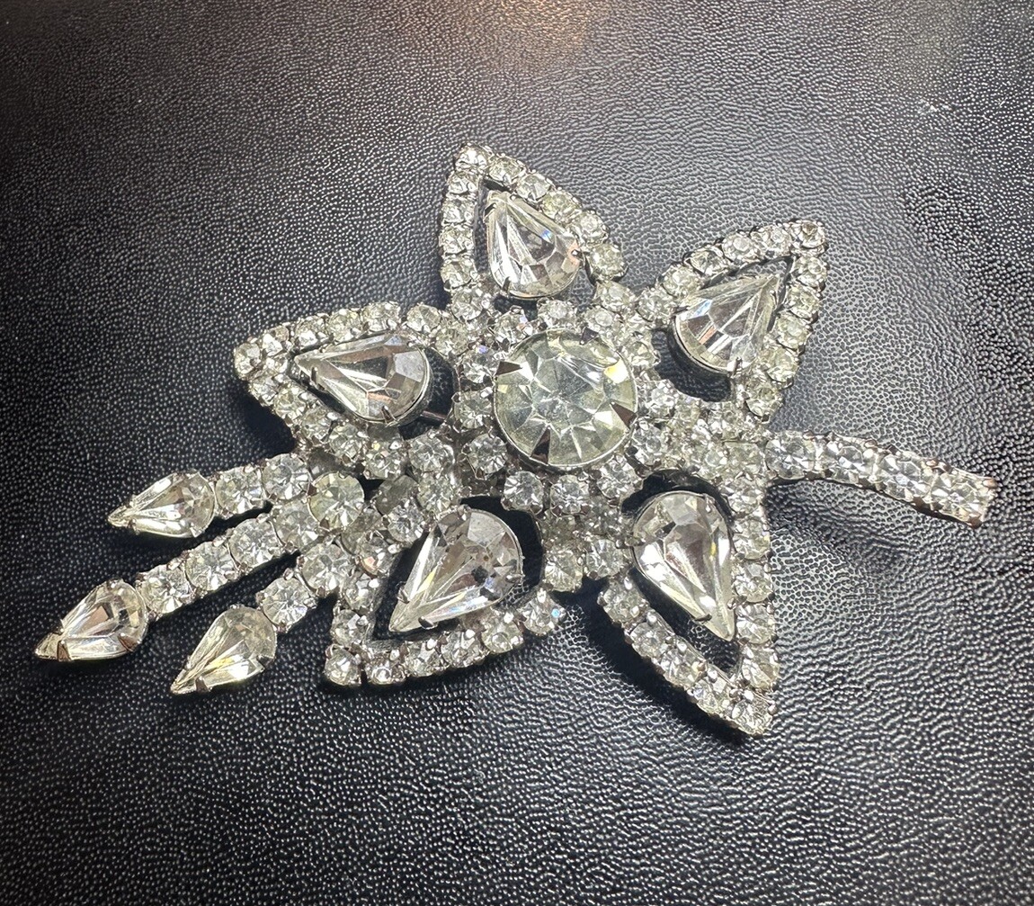 Vintage Rhinestone Statement Brooch Signed GORGEO… - image 1