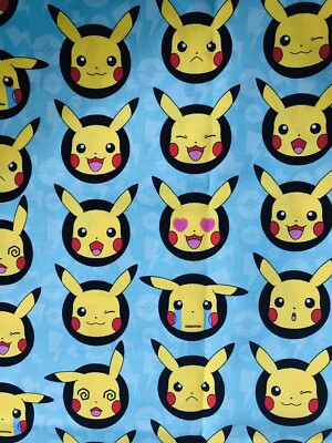 Pokemon Moody Pikachu Fabric Emoji New Design!! Big Piece!!! 20 x44 