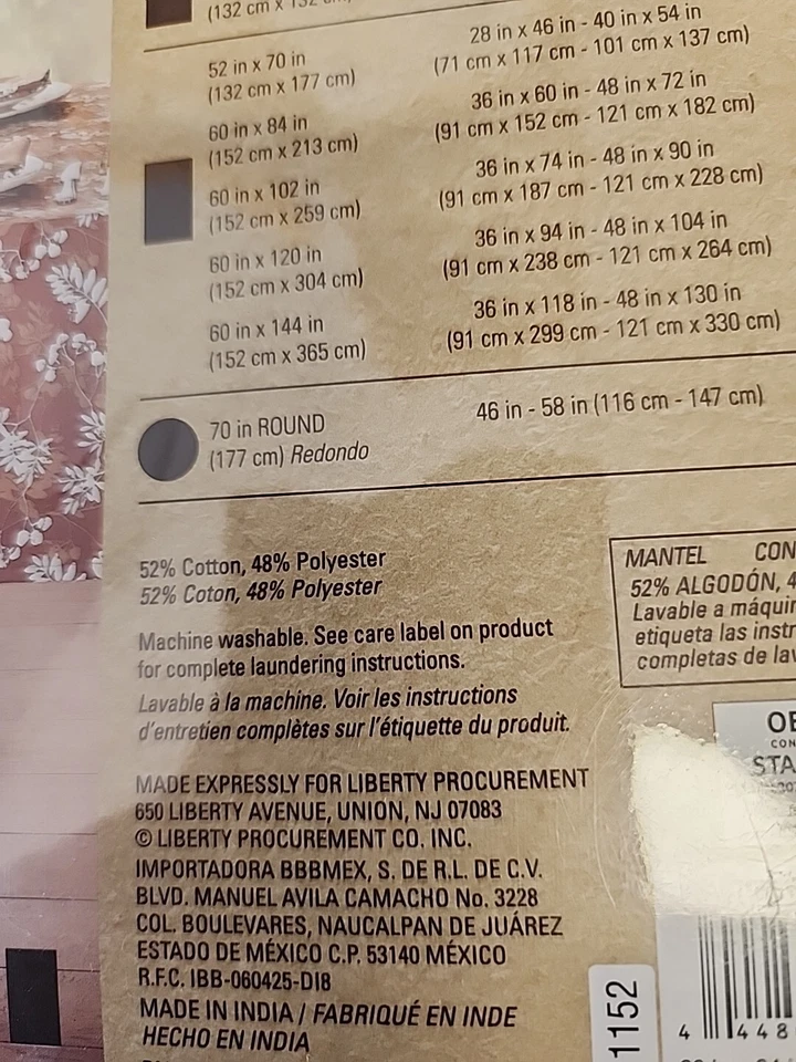 Tablecloth 60" X 84" Stamped Autumn Leaves New Oeko-Tex - Image 4 of 4