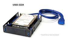 USB 3.0 2-Port Front Panel Hub Bracket for Dual 2.5" HDD/SSD to 3.5" PC tray