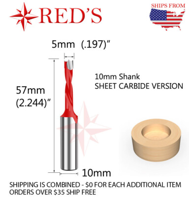 5mm X 57mm Left Carbide Line Boring Brad Point drill bit blum sheet version
