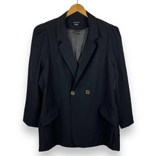 City Chic Blazer Women's Size 22 Black Double Breasted Pleated Shoulder