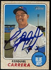 2017 Topps Heritage #297 Ezequiel Carrera Signed Card Autograph
