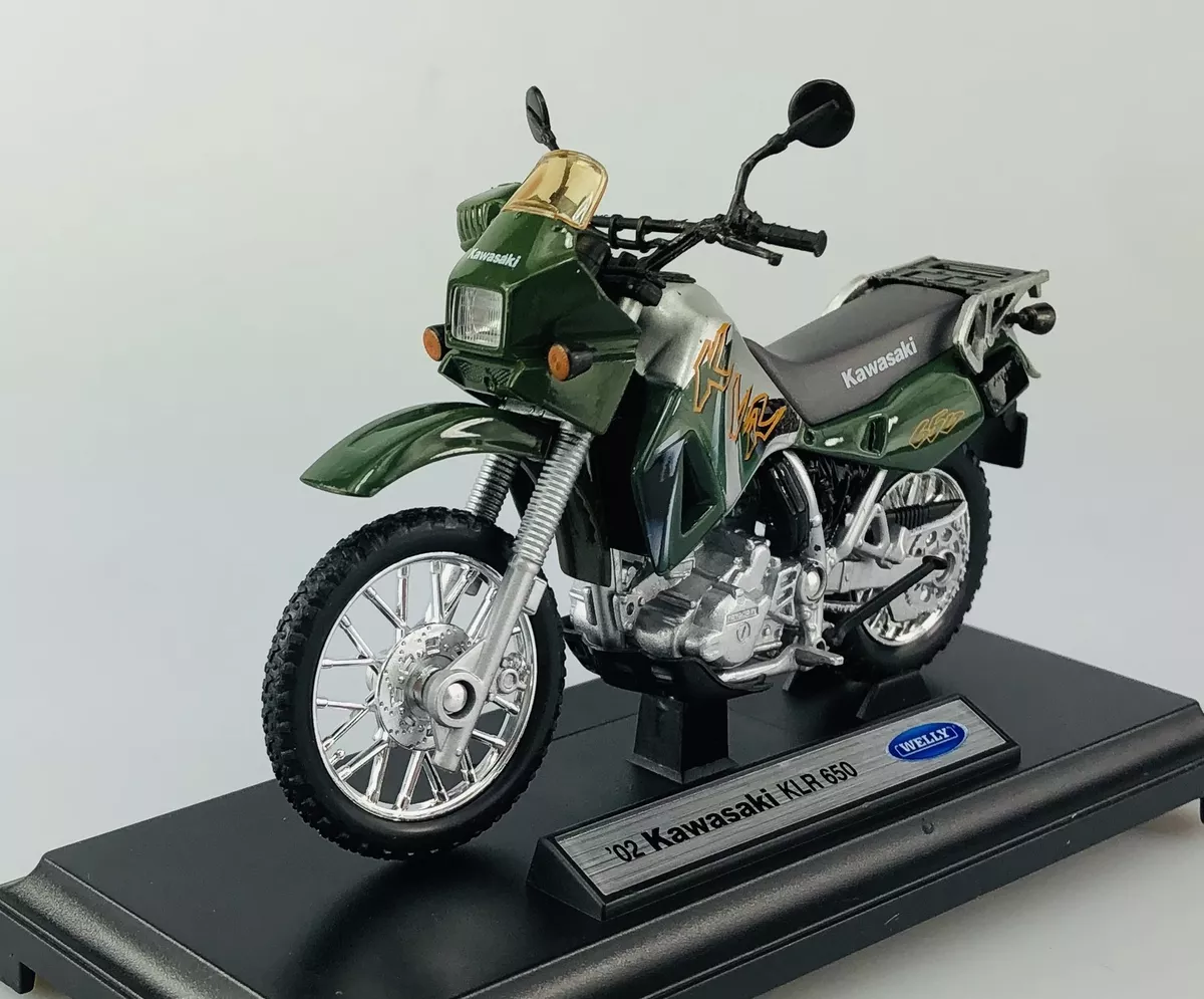 WELLY 02 KAWASAKI KLR 650 1 18 DIE CAST METAL NEW IN BOX LICENSED MOTORCYCLE