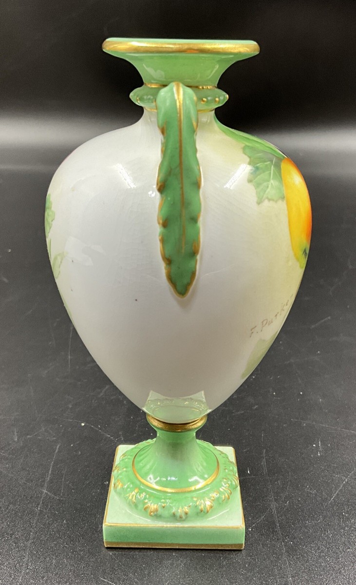Antique ROYAL WORCESTER Hand Painted Fruit VASE Artist Signed F