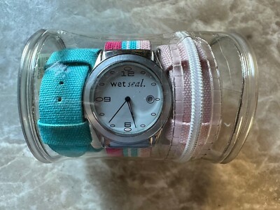 NEW Wet Seal Wrist Watch + 3 Band Set Stainless Steel Water Resistant Pastel A