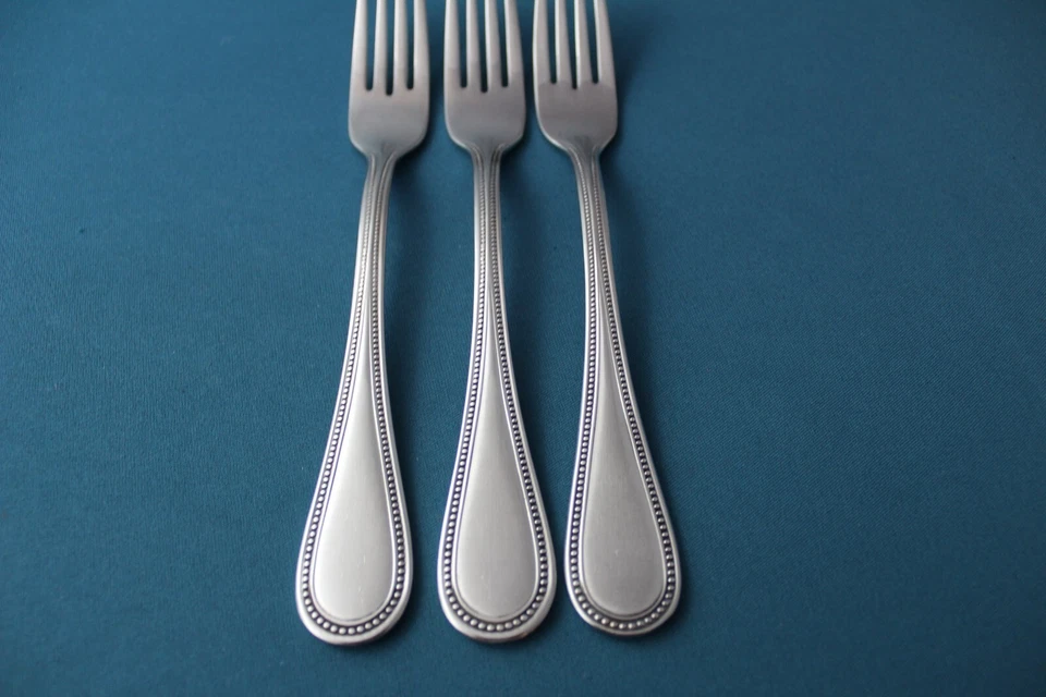 3 Tenedores de Cena Toalla CUENTAS ANTIGUAS Satinado 18/8 Inoxidable Alemania 8" Foto 2 de 4