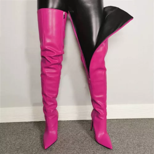 Women Stiletto Heels Shoes Pointed Toe Party Over The Knee Thigh High Boots - Bild 20 von 31