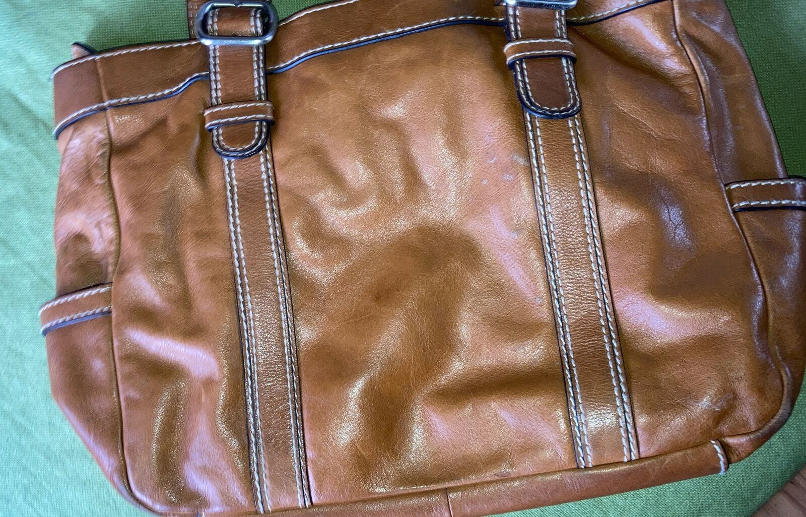 FOSSIL Brown Cognac Distressed Leather Tote Bag P… - image 15