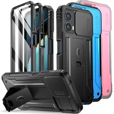 For Moto G 5G (2024) Case Poetic Built-in-Screen Kickstand Slide Camera Cover