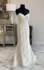 STUNNING Vintage Style Champagne Wedding Dress W/ Fan Lace NEW Unaltered SIZE 8