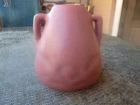 ROOKWOOD DUSTY ROSE SIGNED #1554 HANDLED VASE w/MATTE FINISH CIRCA 1917