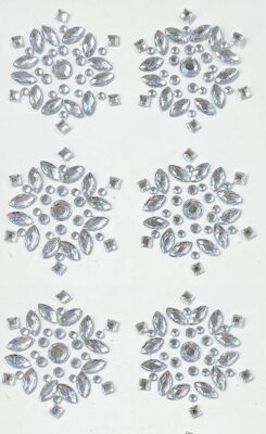 6 selbstklebende Schneeflocke Diamant Strass Harz Kristalle 4 cm x 4 cm