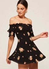 Reformation Diana Dress Off-the-shoulder Aphrodite Rose Floral Print Sz 6 $218