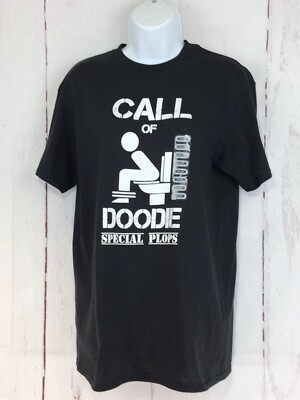 Call Of Doodie Special Plops Unisex M Black Graphic T-Shirt Humor Funny NWT