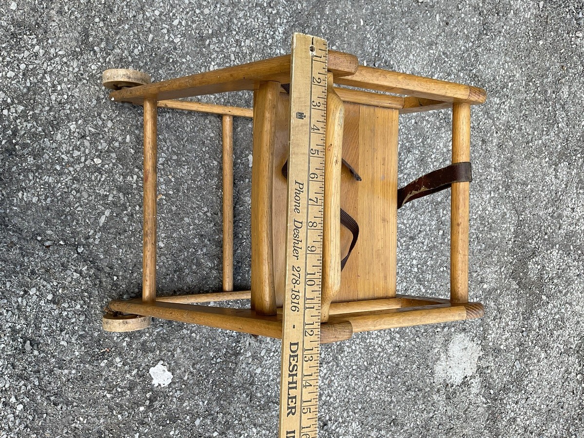 Vintage McDonald's Rolling Childs High Chair Restaurant Solid Oak