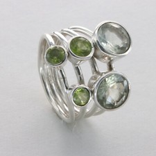 Green PERIDOT and Green Amethyst Ring Multiple Sizes 925 STERLING SILVER 100e