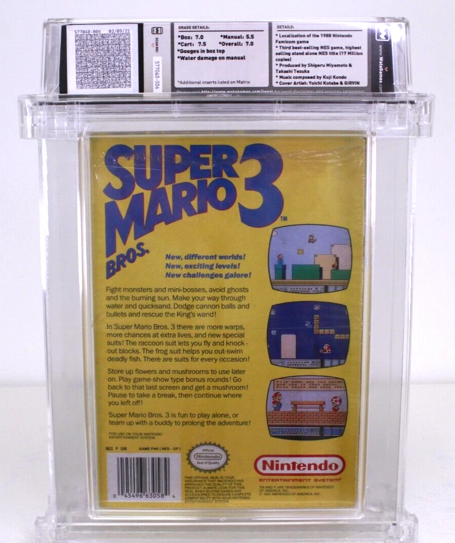 Super Mario Bros. 3 -- Nintendo NES RARE First Print Left Bros Game Only