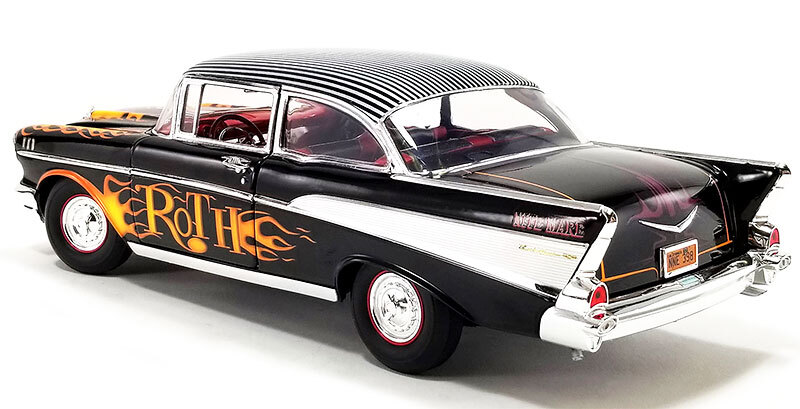 ACME 1957 CHEVROLET BEL AIR ED ROTH 1/18 DIECAST with FLAMES BLACK ...
