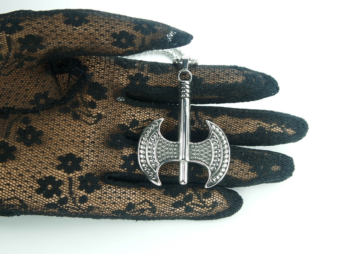 XL Labrys Necklace, Pure Stailess Steel, Double Bladed Axe Pendant