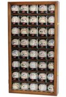 Baseball Display Case 40 Acrylic Cubes Box Walnut Wood Ball Holder Wall Cabinet