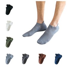 7 Pairs of Men's Solid Cotton Socks Stretch Breathable Mesh Short Boat Socks