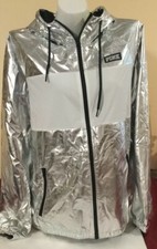 NWT VICTORIAS SECRET PINK WINDBREAKER JACKET HOODIE FULL ZIP M/L F3613