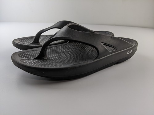 Oofos Original Recovery Comfort Thong Sandal Men US 10 Black Rubber Classic Shoe