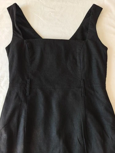 Laura Brook Women Black Linen Dress Bodycon Sleeveless, EU 38, UK 10