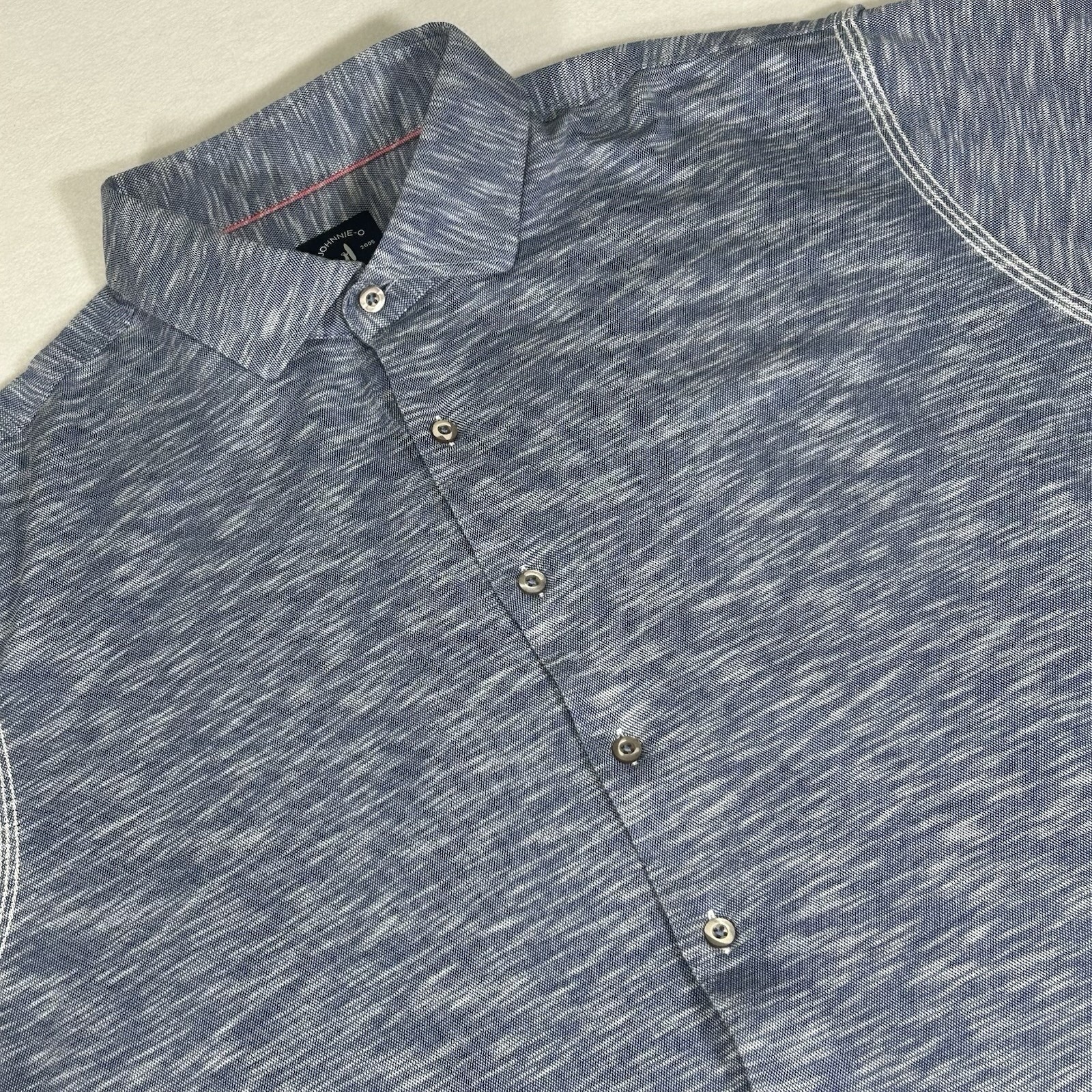 Johnnie O Top Shelf Men’s XXL Blue Striped Button Down Short Sleeve Shirt