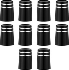 10 Pcs .370 Golf Iron Ferrules with Double Silver Ring Black Golf Ferrule for Ta