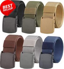 6 Pack Tactical Nylon Belt, Plastic Buckle, Metal-Free Canvas for Outdoors