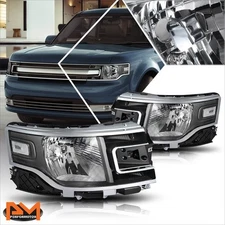 For 13-19 Ford Flex OE Direct Replace Headlight/Lamp Black Housing Clear Corner