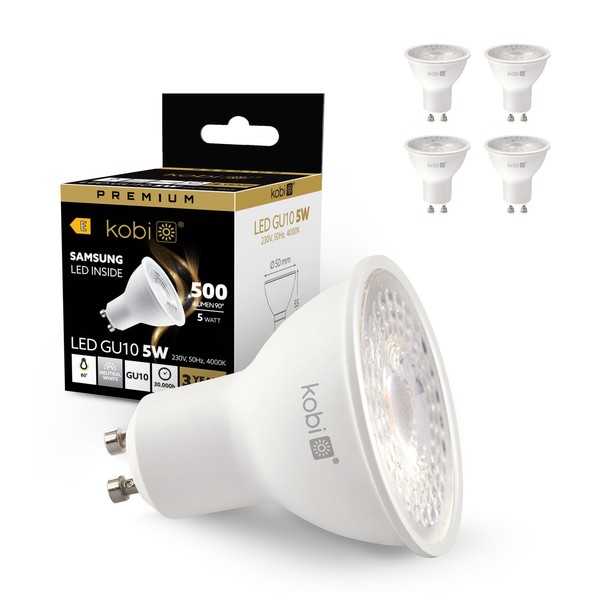 LED GlüHbirne GU10 Premium 5W 4000K Neutralweiß 500Lm 4-Pak 230V Samsung Dioden-image
