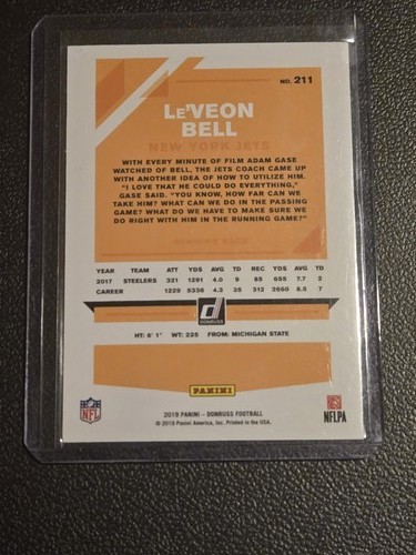 2019 Donruss #211 Le'Veon Bell Press Proof Silver #/100 - Picture 2 of 2
